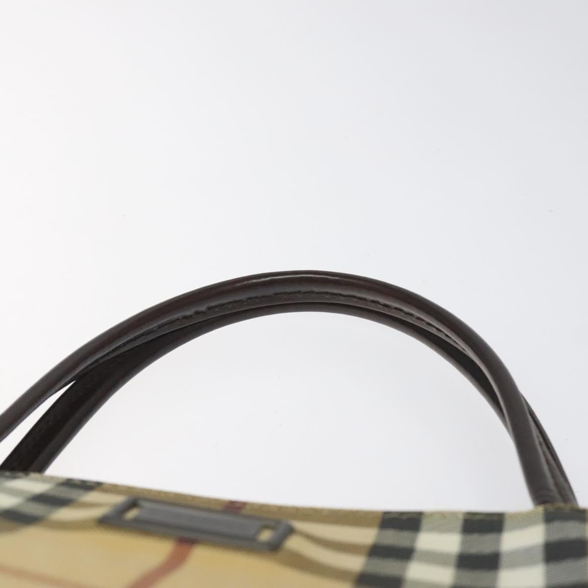BURBERRY Nova Check Hand Bag PVC Beige Auth 110244