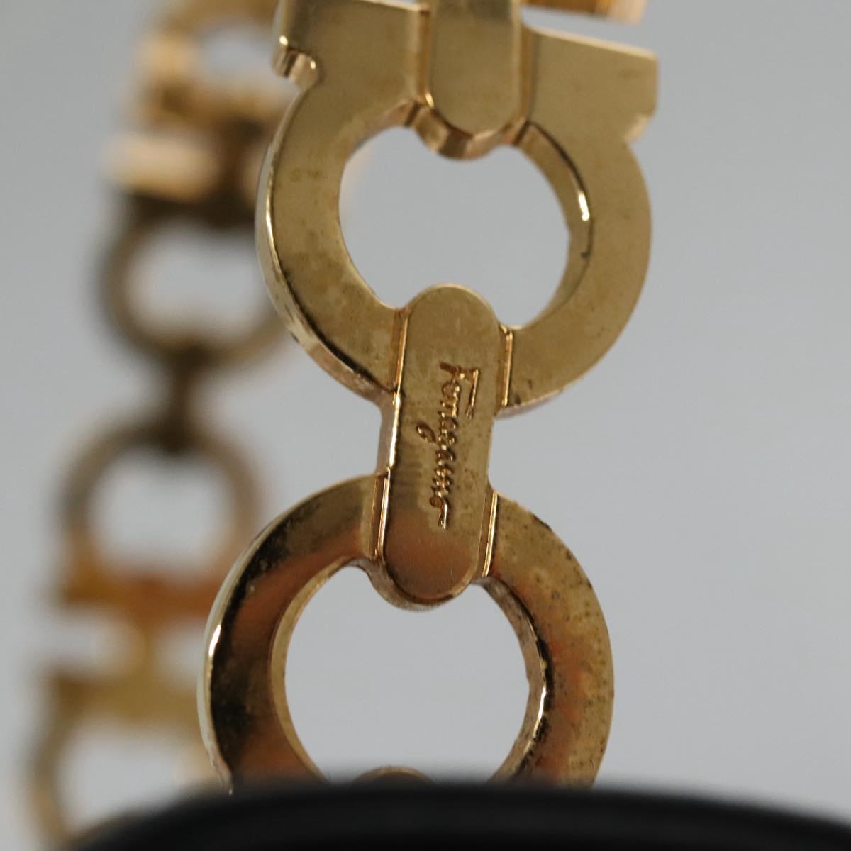 Salvatore Ferragamo Gancini Hand Bag Leather Black Auth 110245