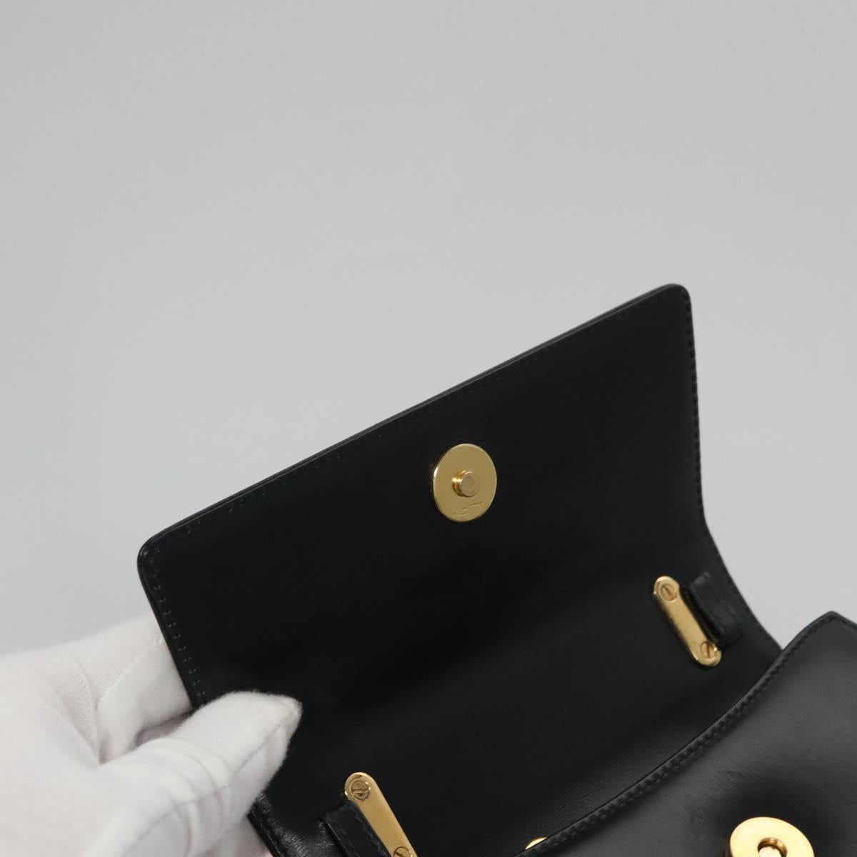 Salvatore Ferragamo Gancini Hand Bag Leather Black Auth 110245