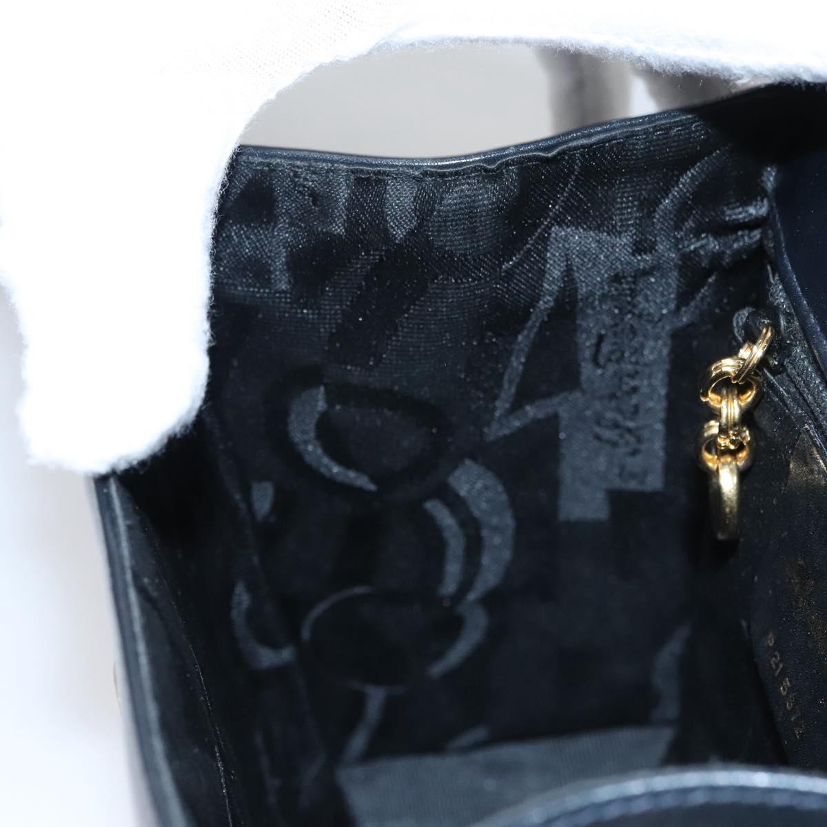 Salvatore Ferragamo Gancini Hand Bag Leather Black Auth 110245