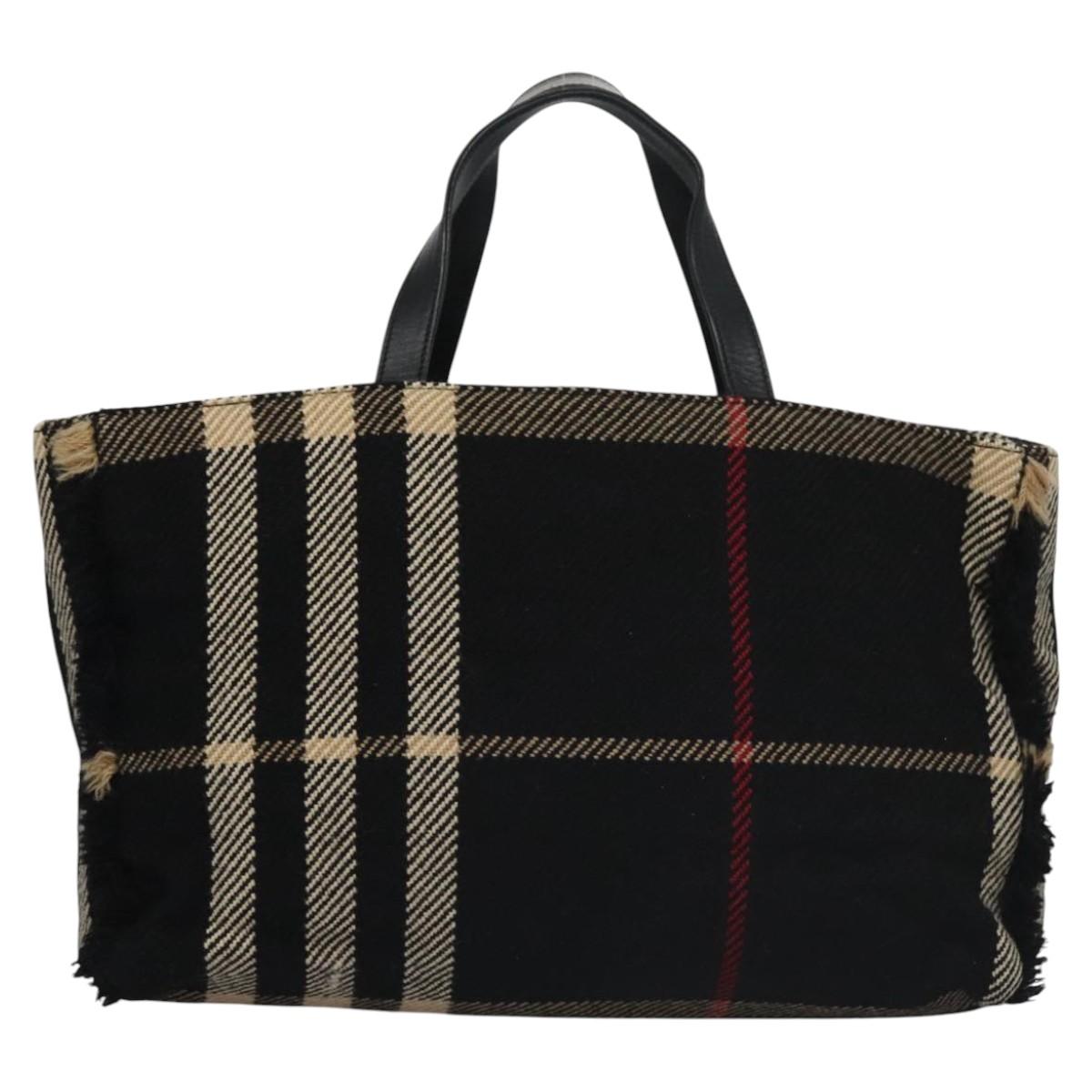 BURBERRY Nova Check Hand Bag Canvas Black Auth 110246