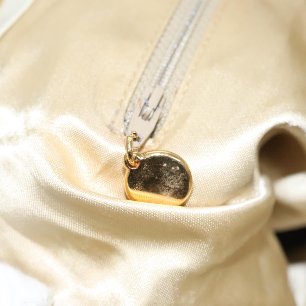 CHANEL Matelasse Chain Shoulder Bag Canvas White Light Blue CC Auth 110253