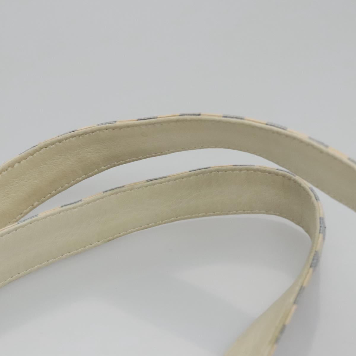 CHANEL Matelasse Chain Shoulder Bag Canvas White Light Blue CC Auth 110253