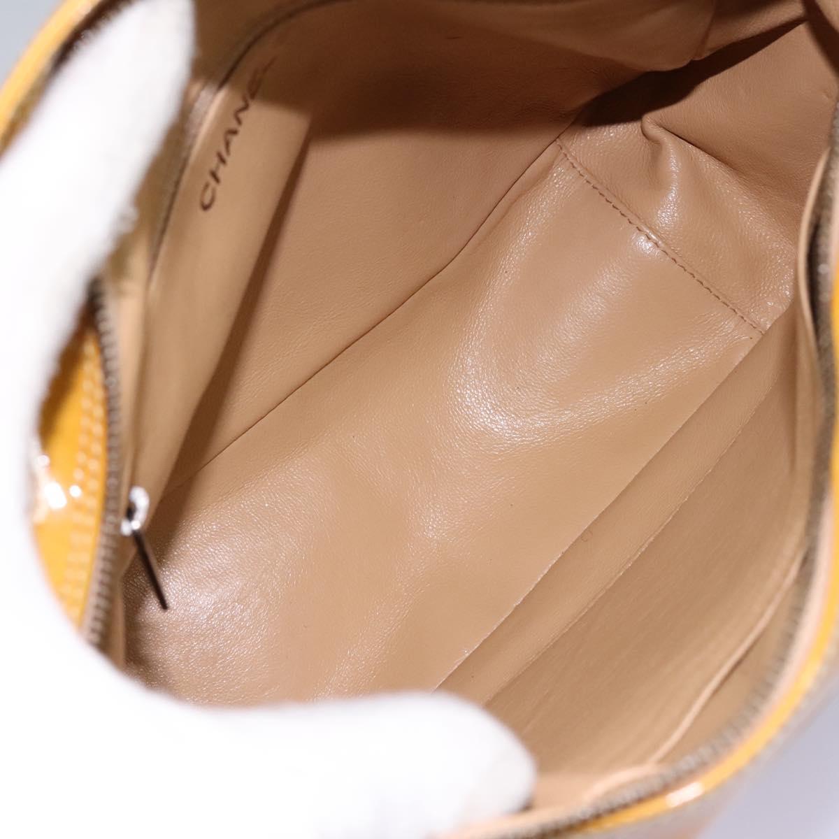 CHANEL Bicolore Shoulder Bag Patent leather Yellow CC Auth 110286