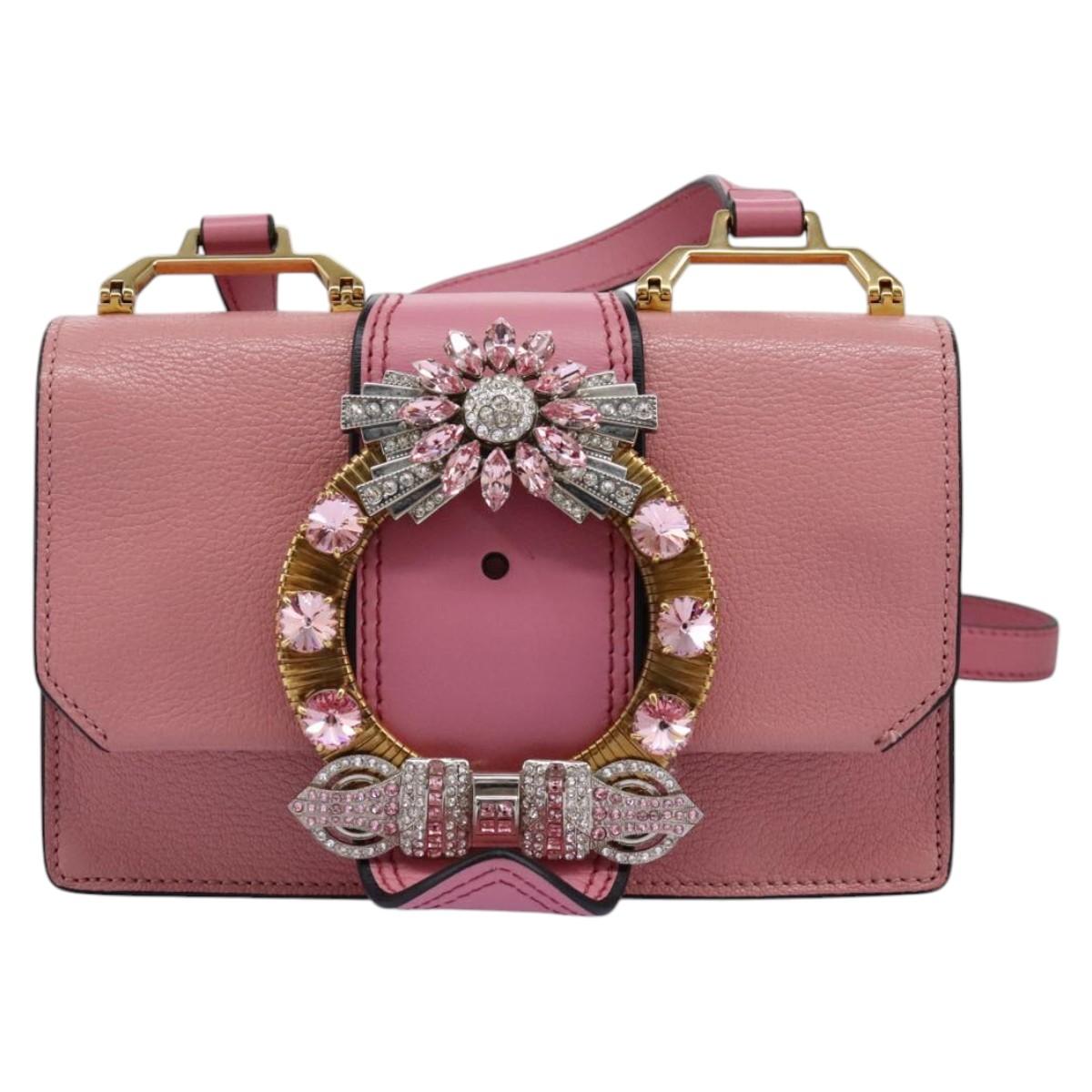 Miu Miu Shoulder Bag Leather Pink Auth 110296V