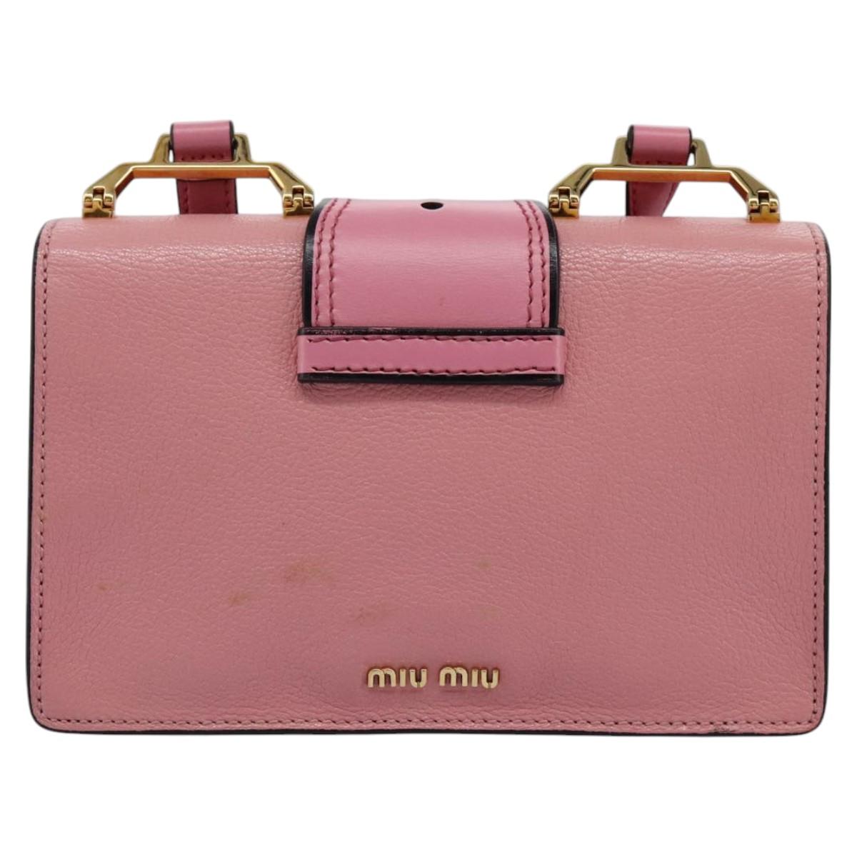 Miu Miu Shoulder Bag Leather Pink Auth 110296V