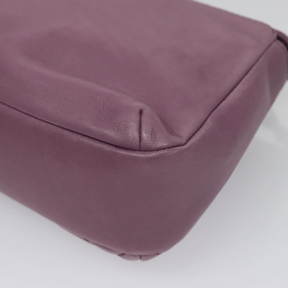 CHANEL Matelasse Chain Shoulder Bag Lamb Skin Purple CC Auth 110303AV