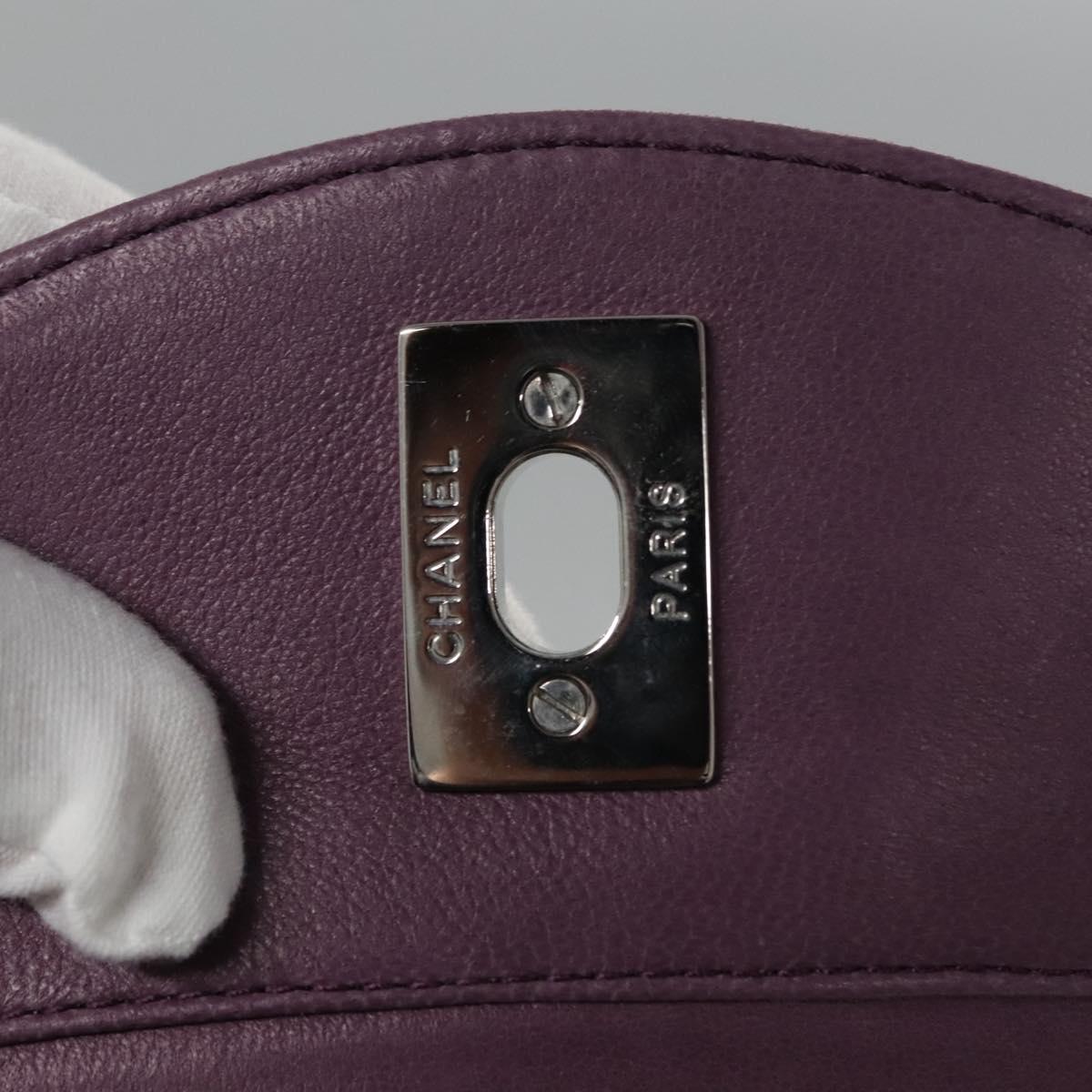 CHANEL Matelasse Chain Shoulder Bag Lamb Skin Purple CC Auth 110303AV