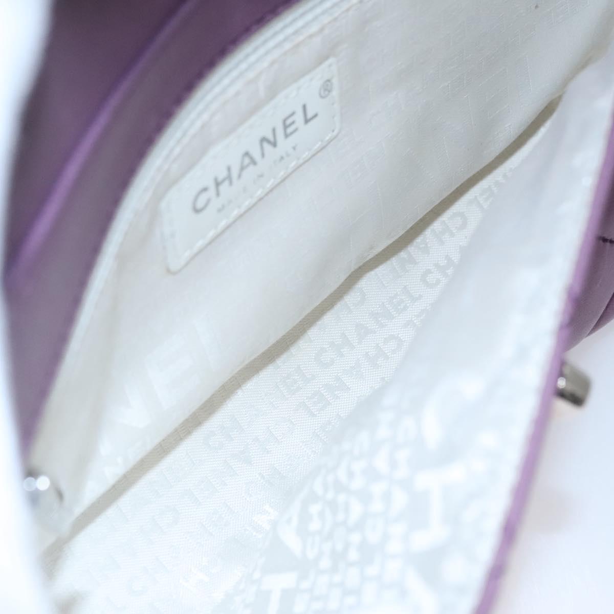 CHANEL Matelasse Chain Shoulder Bag Lamb Skin Purple CC Auth 110303AV