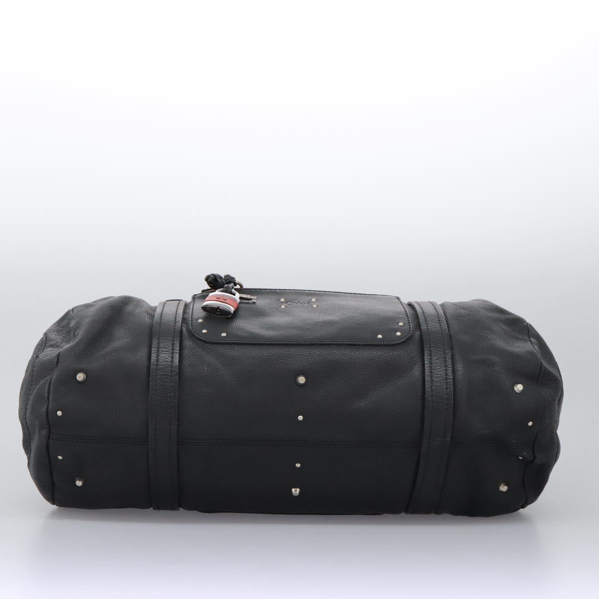 Chloe Hand Bag Leather Black Auth 110305
