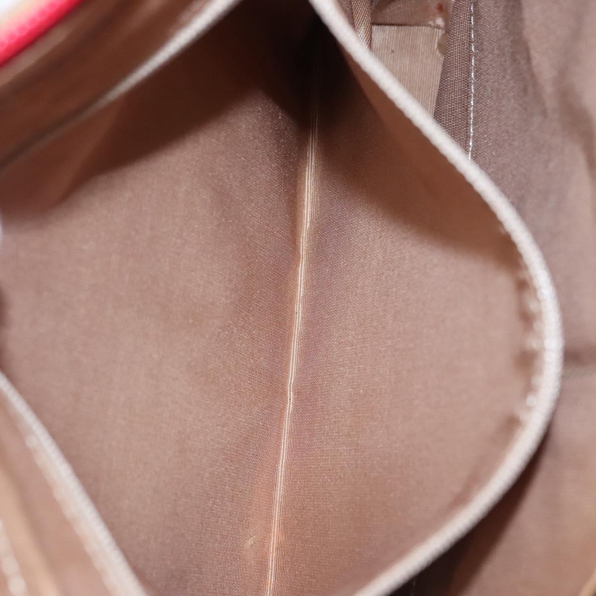 BURBERRY Nova Check Hand Bag Canvas Beige Red Auth 110306