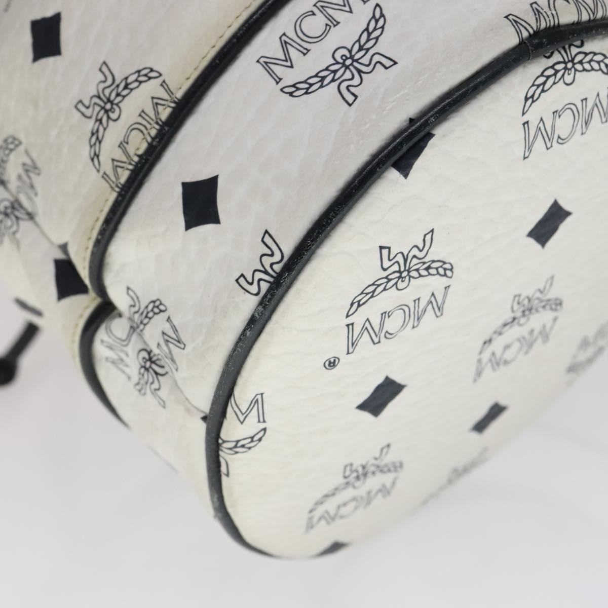 MCM Vicetos Logogram Shoulder Bag PVC Leather White Auth 110311