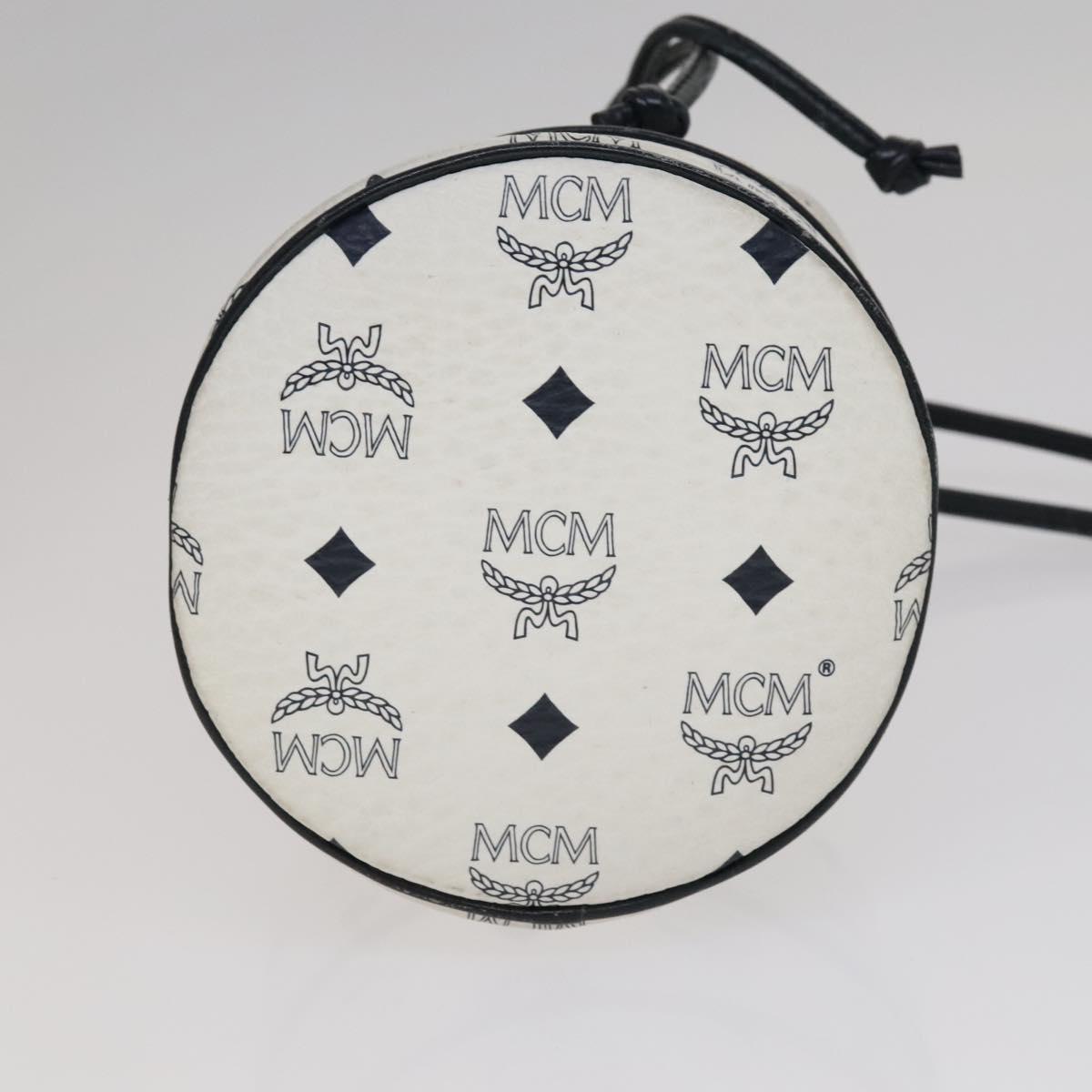 MCM Vicetos Logogram Shoulder Bag PVC Leather White Auth 110311