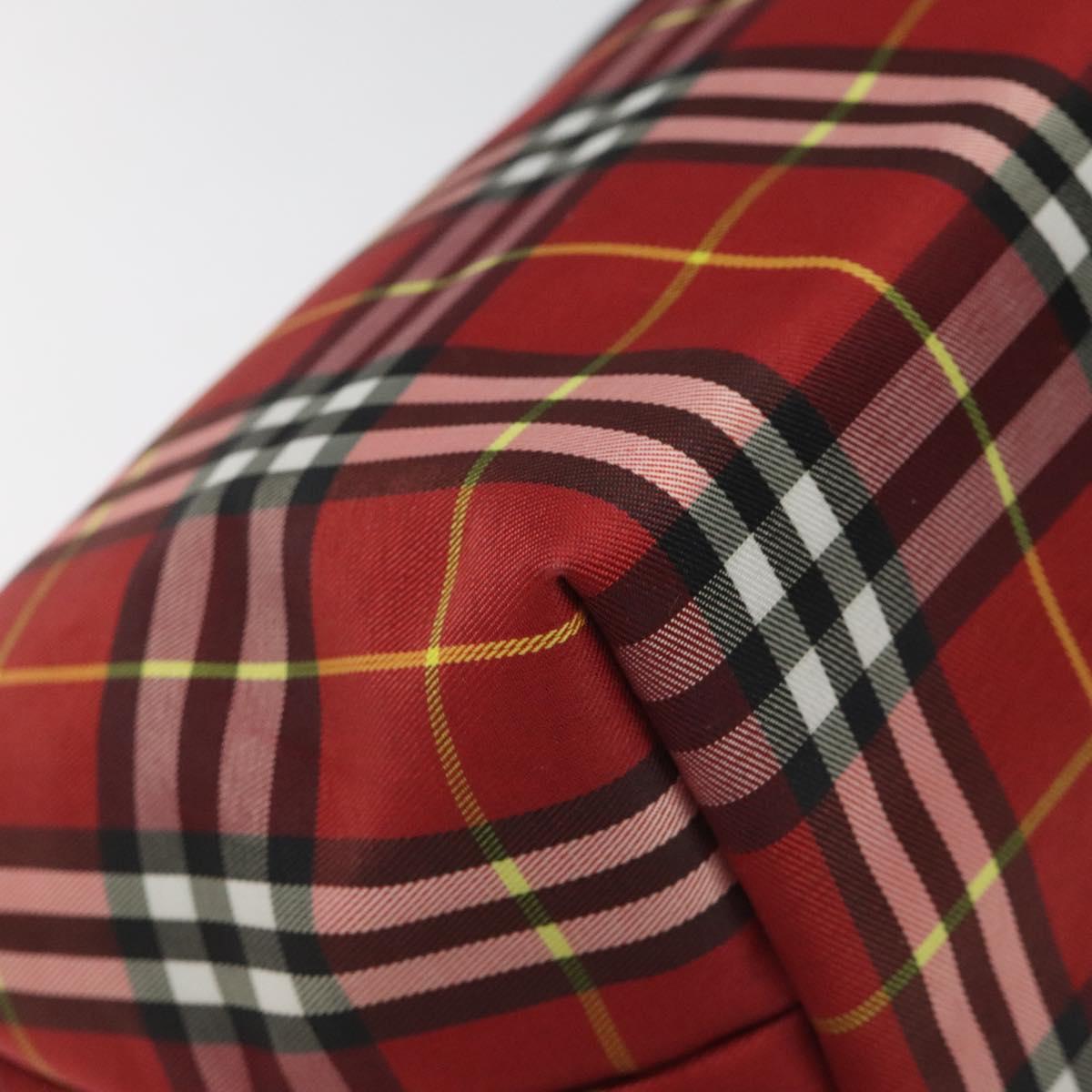 BURBERRY Nova Check Hand Bag Nylon Red Auth 110324