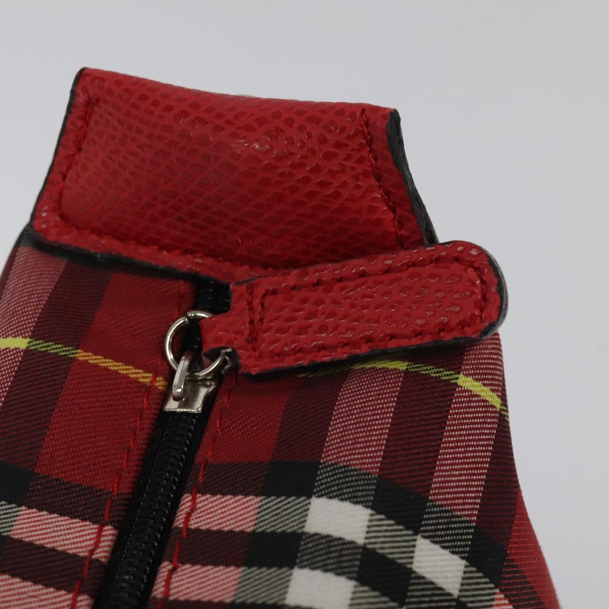 BURBERRY Nova Check Hand Bag Nylon Red Auth 110324