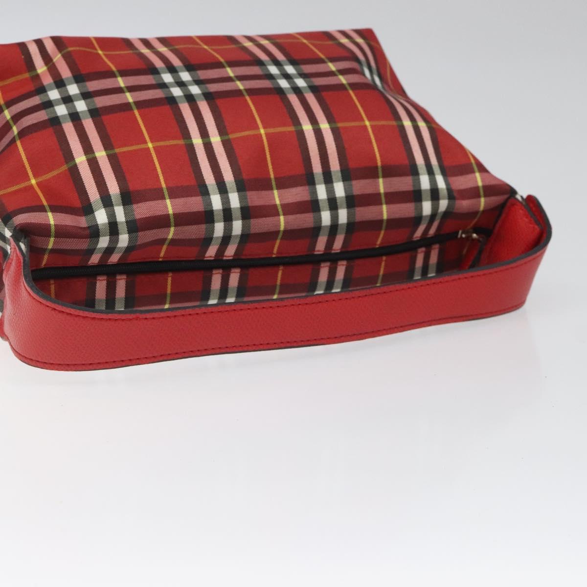 BURBERRY Nova Check Hand Bag Nylon Red Auth 110324