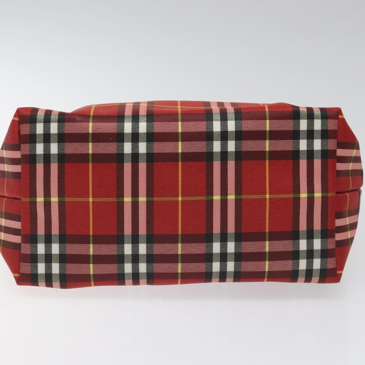 BURBERRY Nova Check Hand Bag Nylon Red Auth 110324