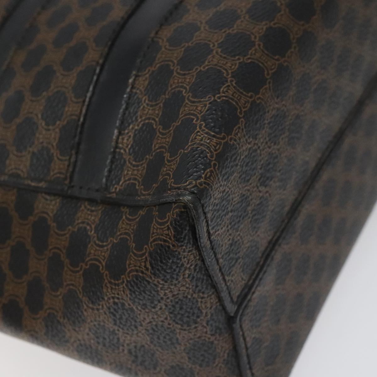 CELINE Macadam Canvas Hand Bag PVC Leather Black Auth 110331