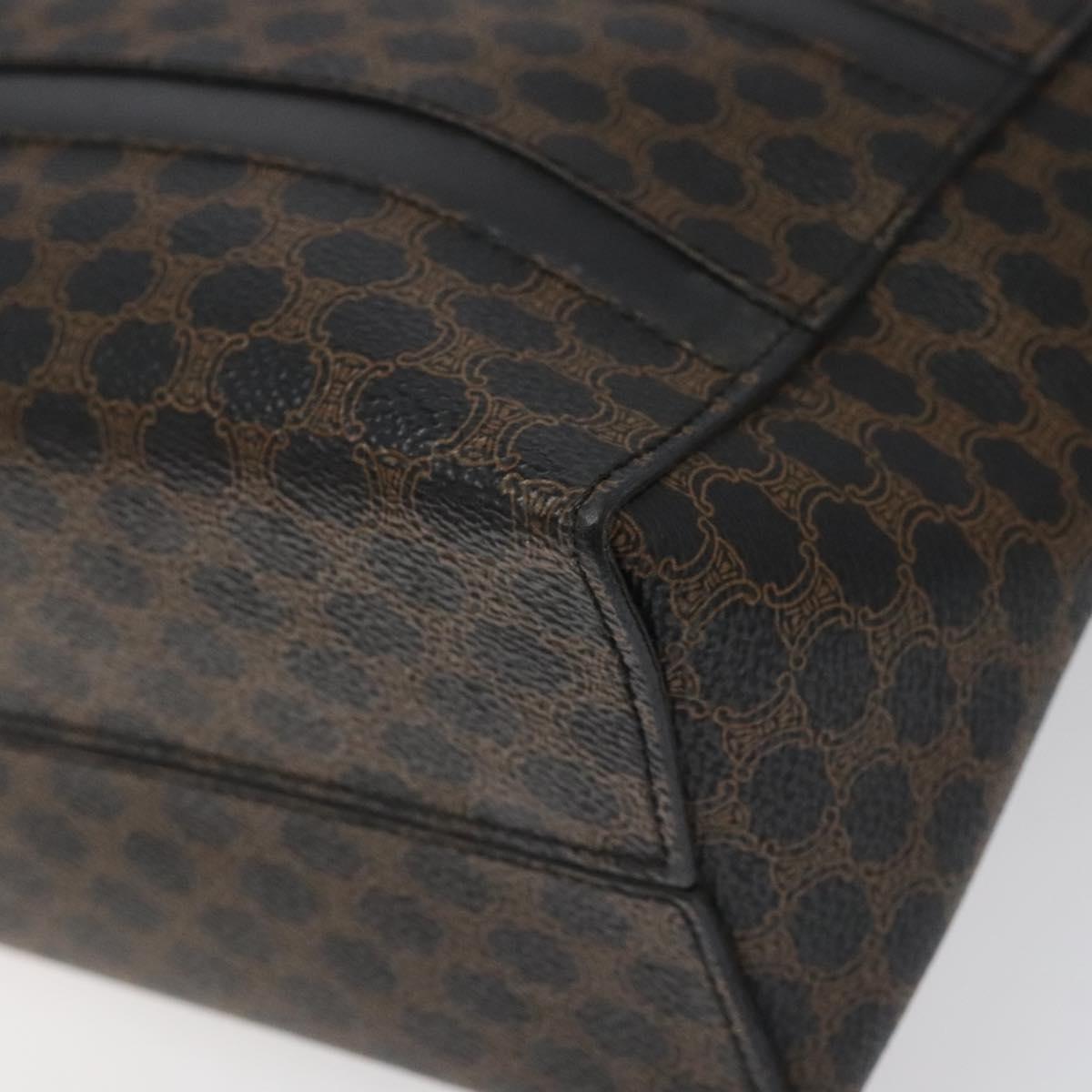 CELINE Macadam Canvas Hand Bag PVC Leather Black Auth 110331