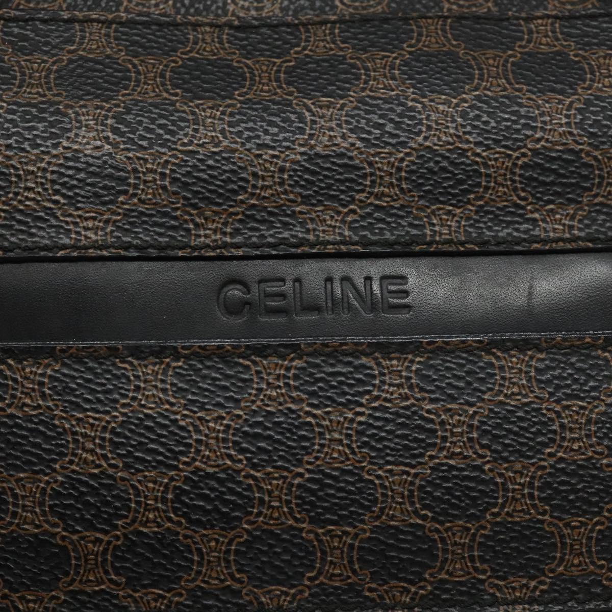 CELINE Macadam Canvas Hand Bag PVC Leather Black Auth 110331