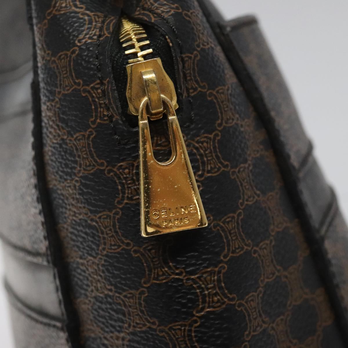 CELINE Macadam Canvas Hand Bag PVC Leather Black Auth 110331