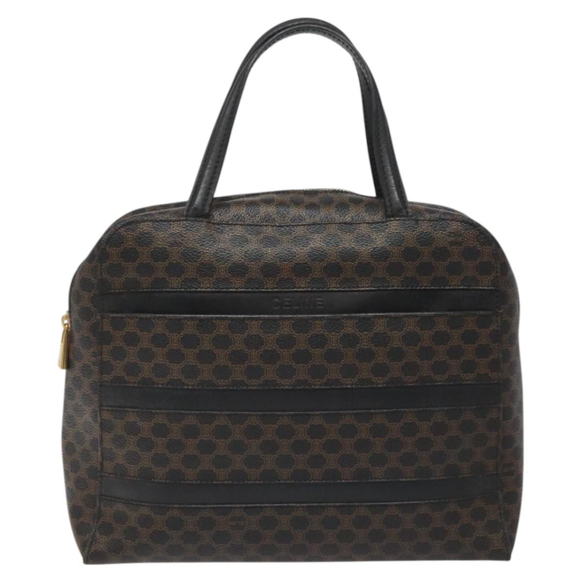 CELINE Macadam Canvas Hand Bag PVC Leather Black Auth 110331