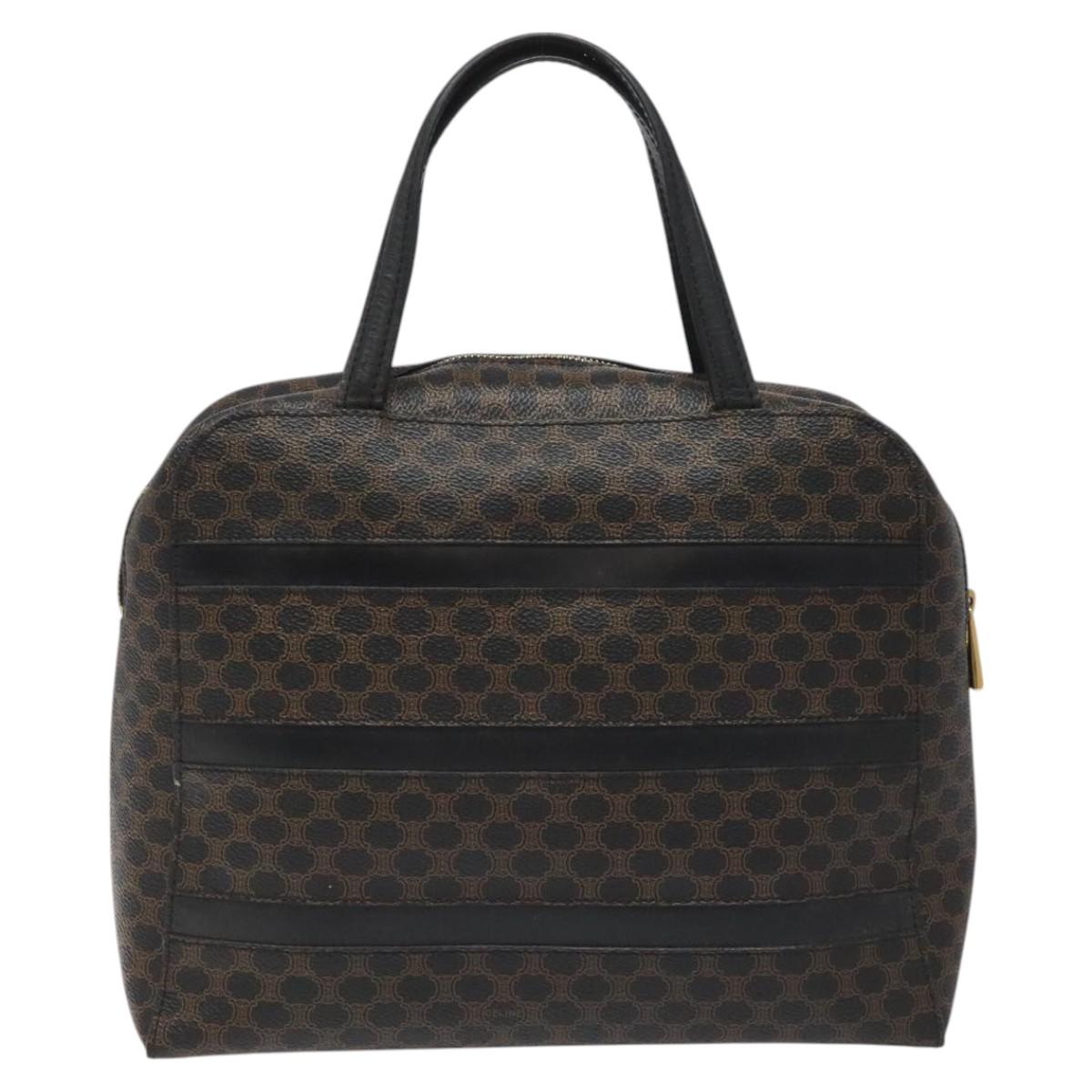 CELINE Macadam Canvas Hand Bag PVC Leather Black Auth 110331