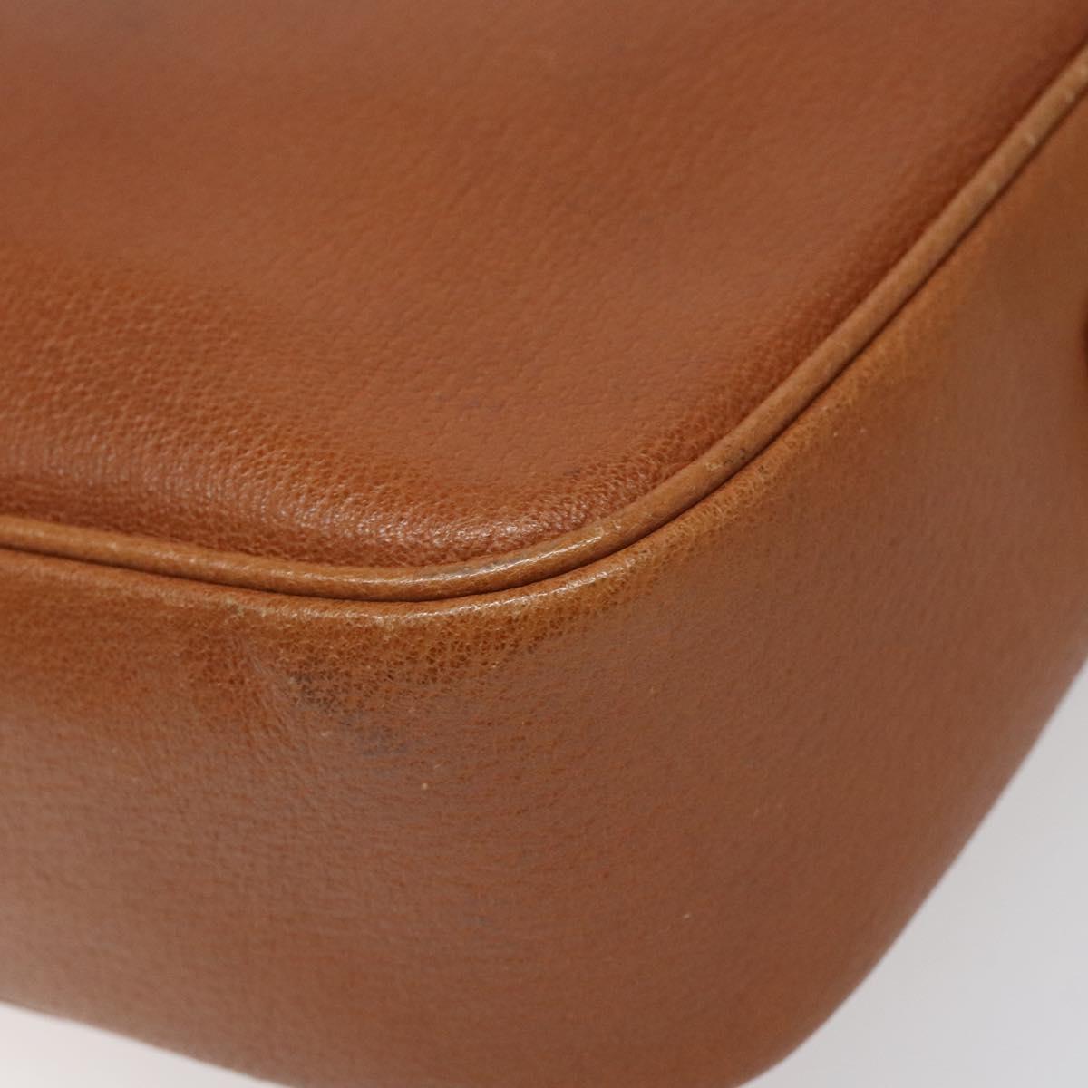GUCCI Web Sherry Line Shoulder Bag Leather Brown Gold Auth 110342