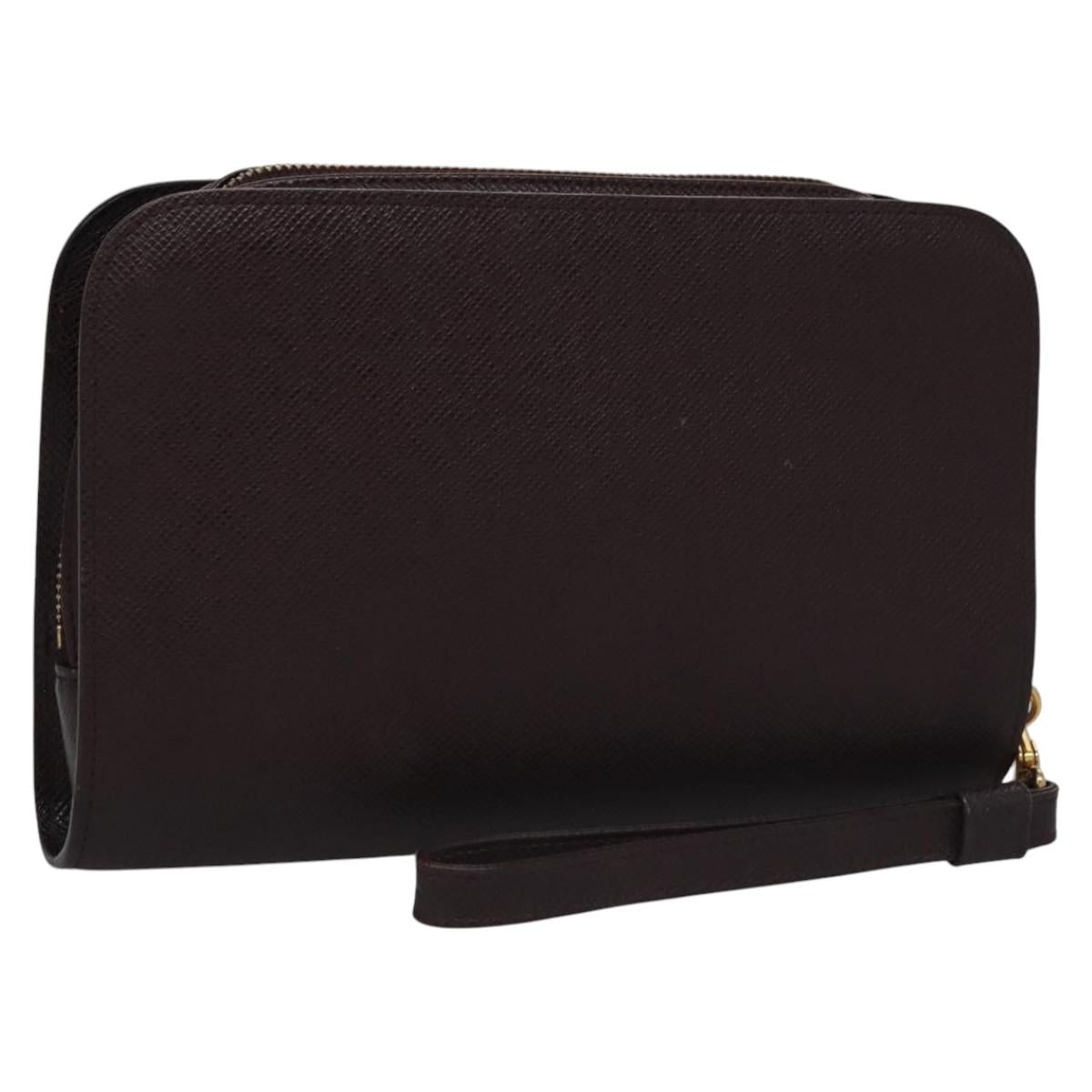 LOUIS VUITTON Taiga Baikal Clutch Bag Acajou M30186 LV Auth 110354