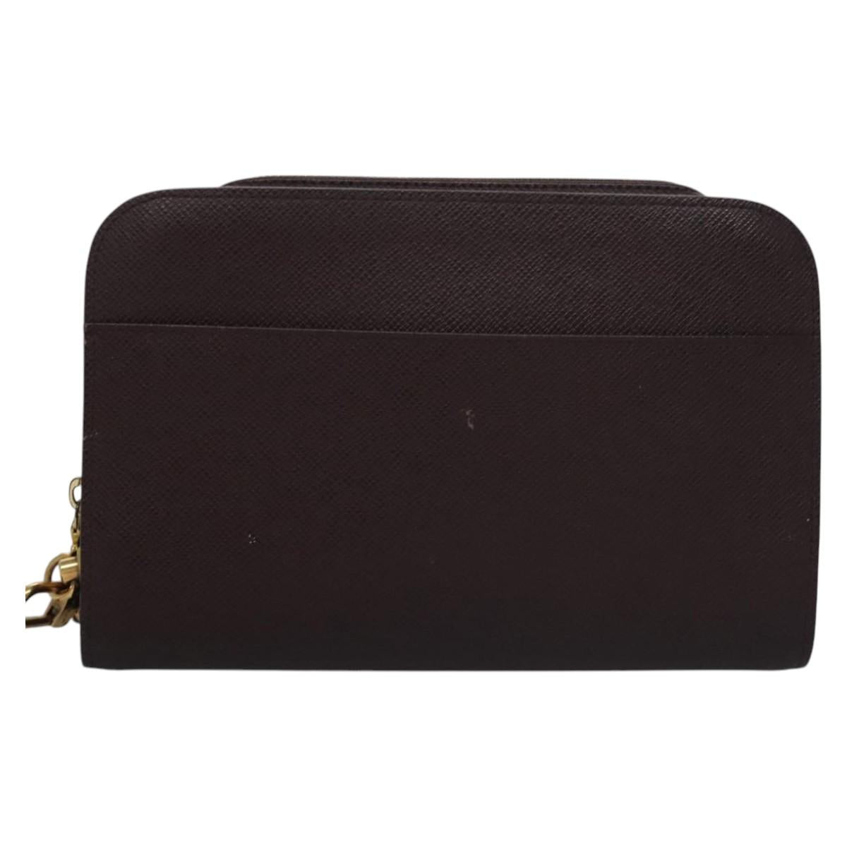 LOUIS VUITTON Taiga Baikal Clutch Bag Acajou M30186 LV Auth 110354