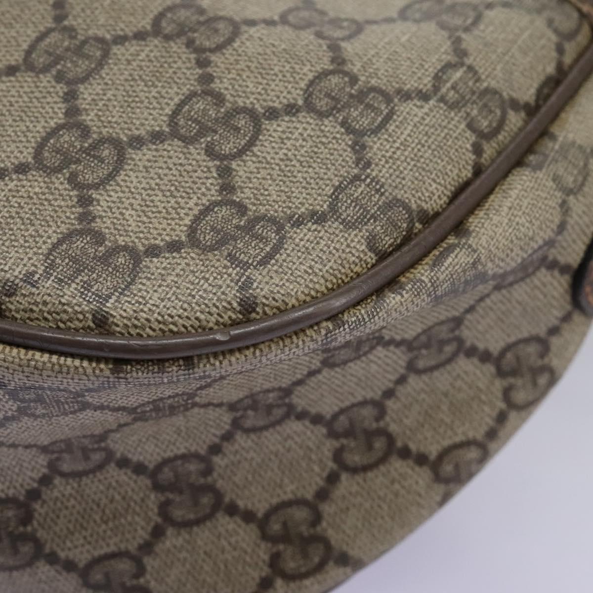 GUCCI Micro GG Supreme Web Sherry Line Shoulder Bag PVC Beige gold Auth 110383