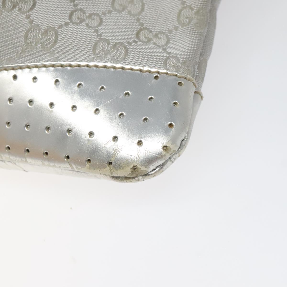 GUCCI GG Canvas Shoulder Bag Silver Blue 145857 Auth 110391