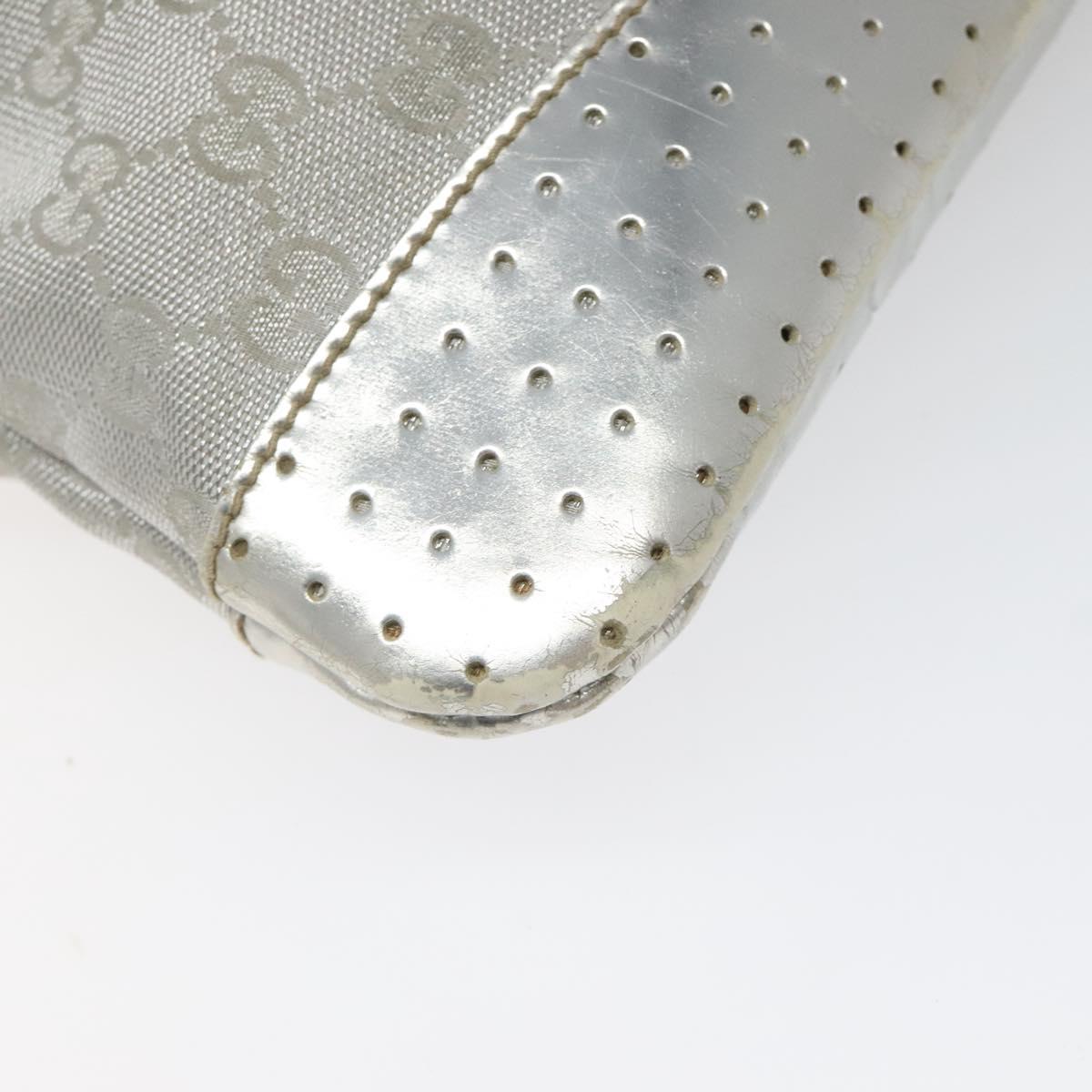 GUCCI GG Canvas Shoulder Bag Silver Blue 145857 Auth 110391