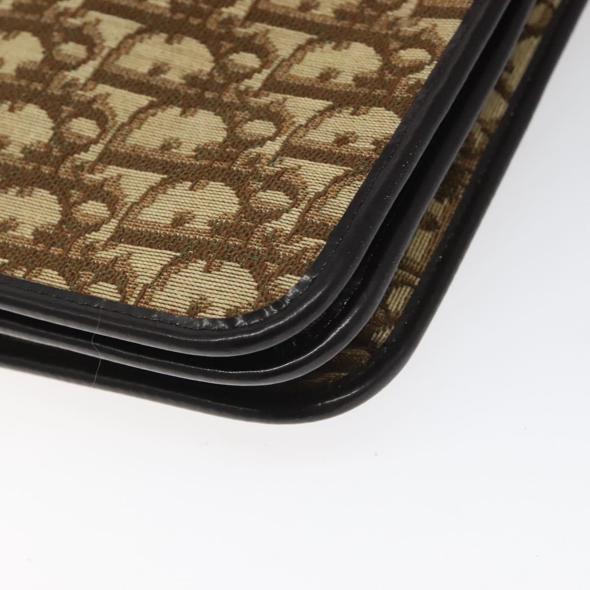 Christian Dior Trotter Canvas Shoulder Bag Brown Auth 110400