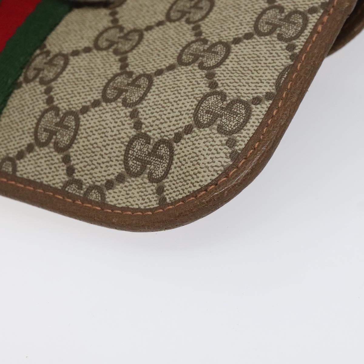 GUCCI GG Supreme Web Sherry Line Pouch PVC Leather Beige 89 01 021 Auth 110412