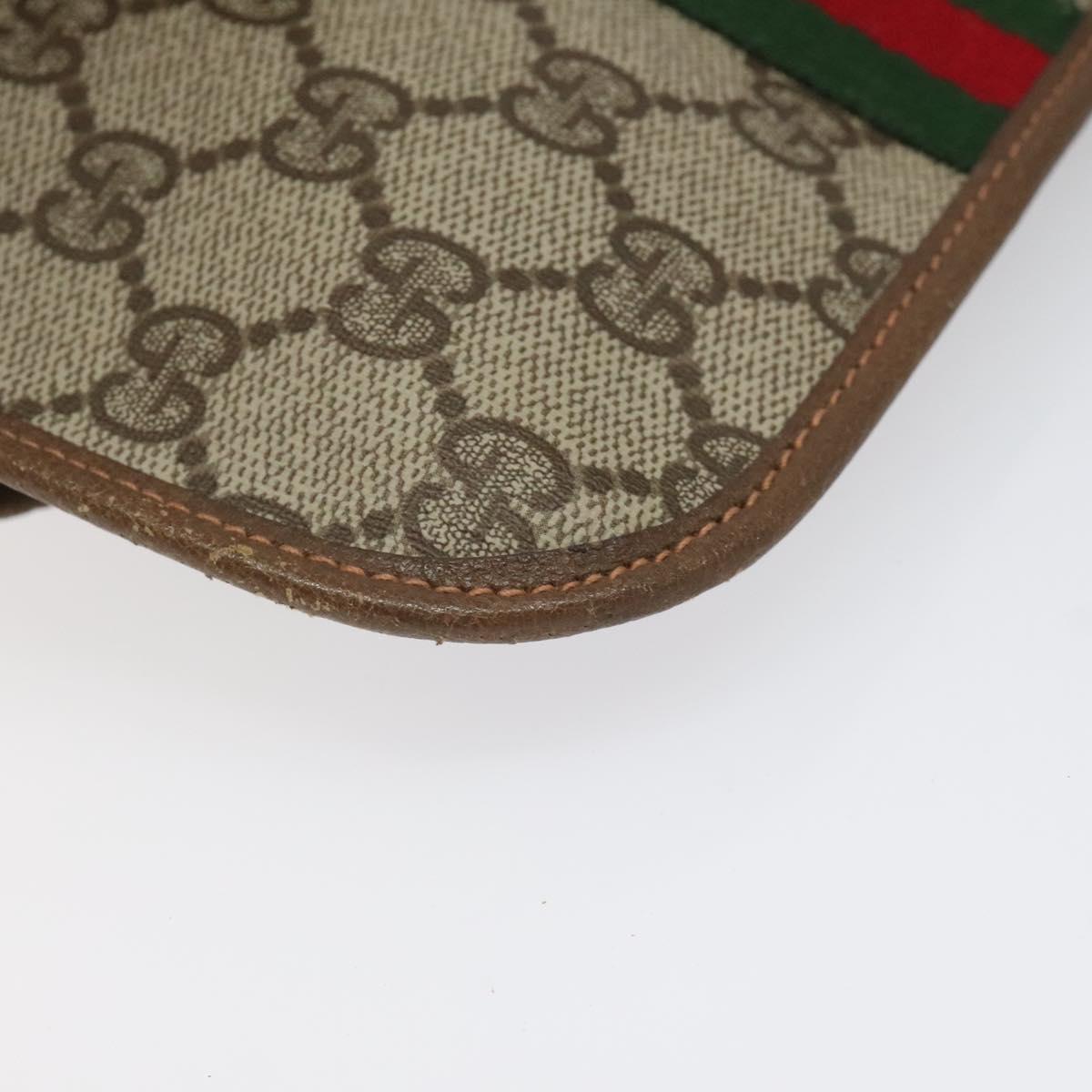 GUCCI GG Supreme Web Sherry Line Pouch PVC Leather Beige 89 01 021 Auth 110412
