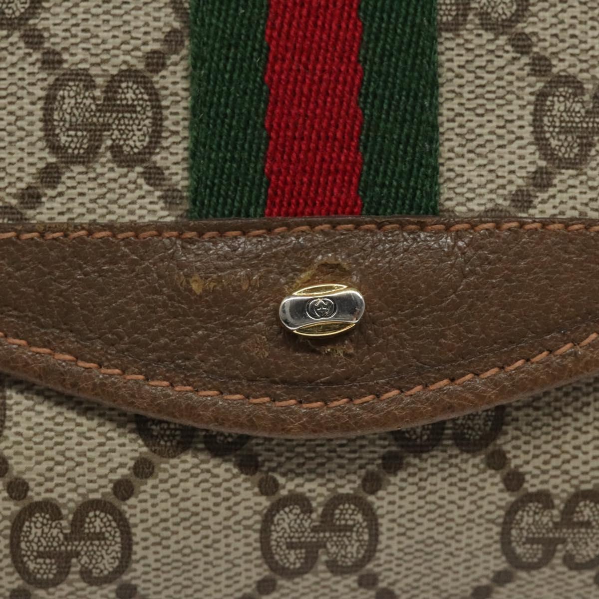 GUCCI GG Supreme Web Sherry Line Pouch PVC Leather Beige 89 01 021 Auth 110412