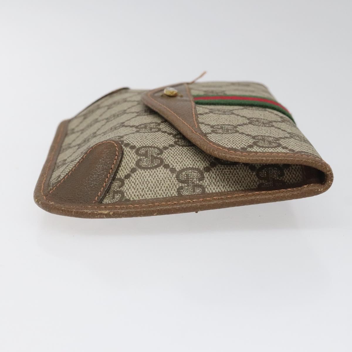 GUCCI GG Supreme Web Sherry Line Pouch PVC Leather Beige 89 01 021 Auth 110412