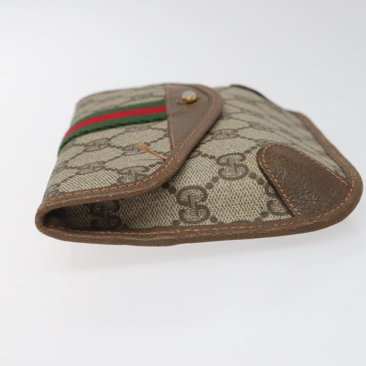 GUCCI GG Supreme Web Sherry Line Pouch PVC Leather Beige 89 01 021 Auth 110412