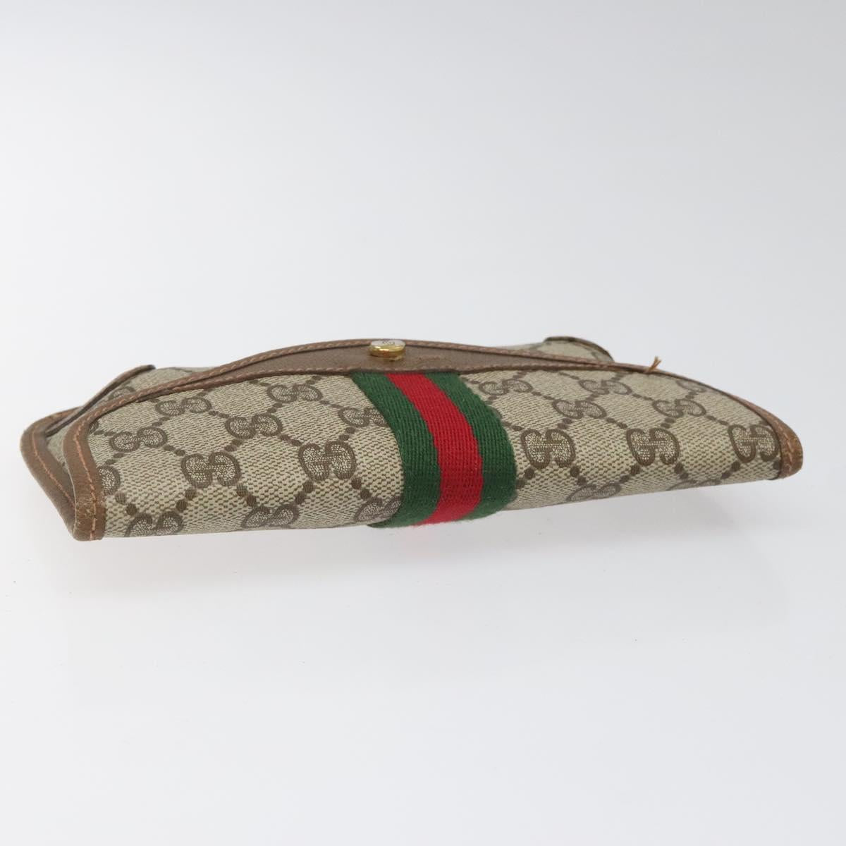 GUCCI GG Supreme Web Sherry Line Pouch PVC Leather Beige 89 01 021 Auth 110412