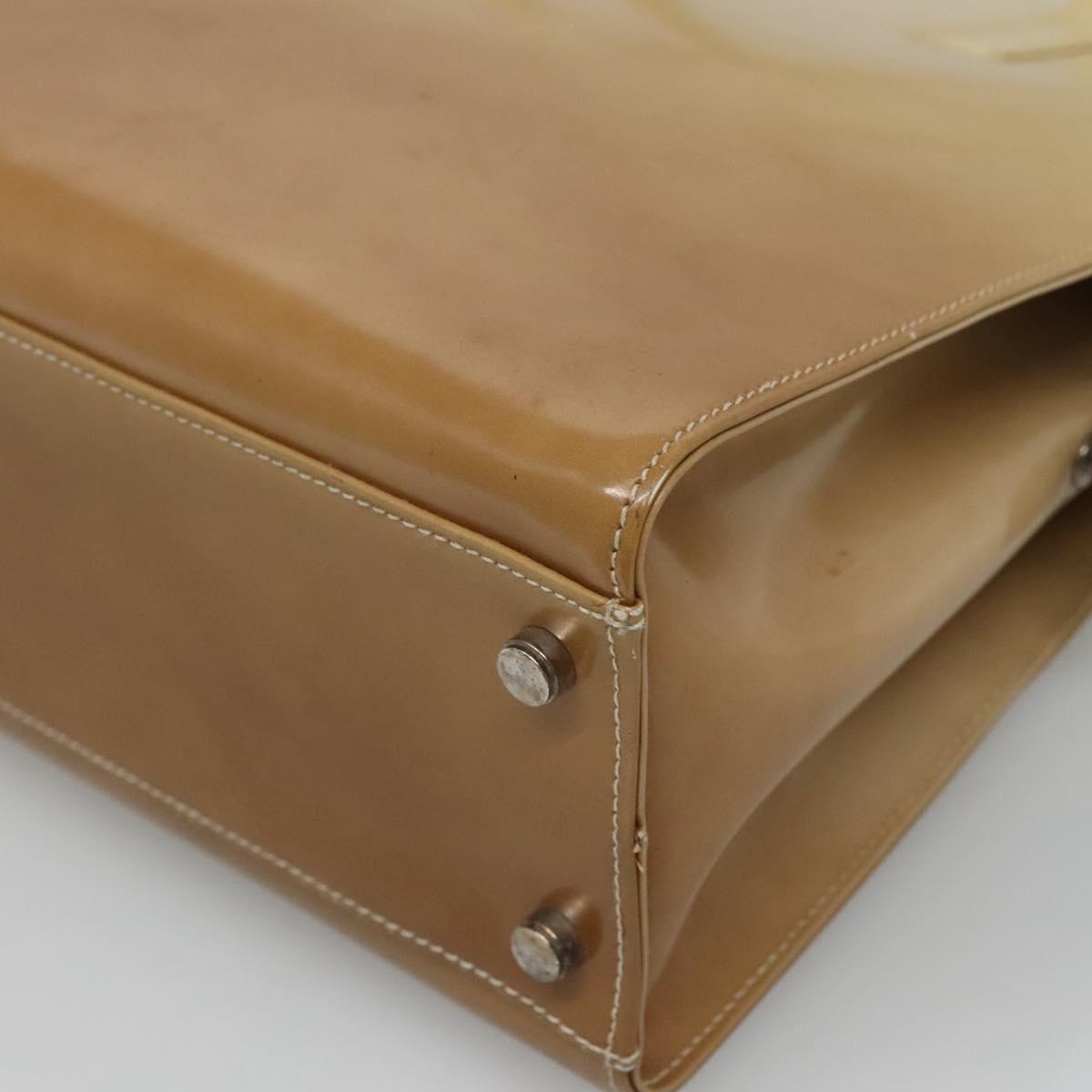 Salvatore Ferragamo Shoulder Bag Patent leather Beige Auth 110481