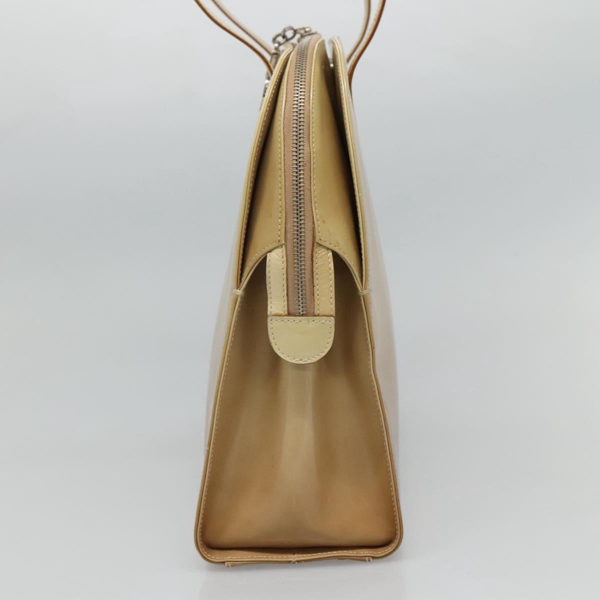 Salvatore Ferragamo Shoulder Bag Patent leather Beige Auth 110481