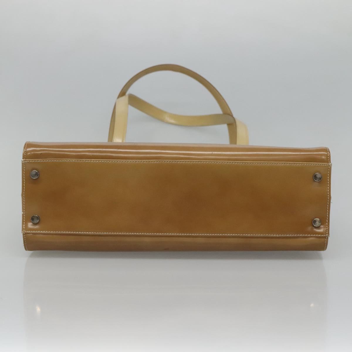 Salvatore Ferragamo Shoulder Bag Patent leather Beige Auth 110481