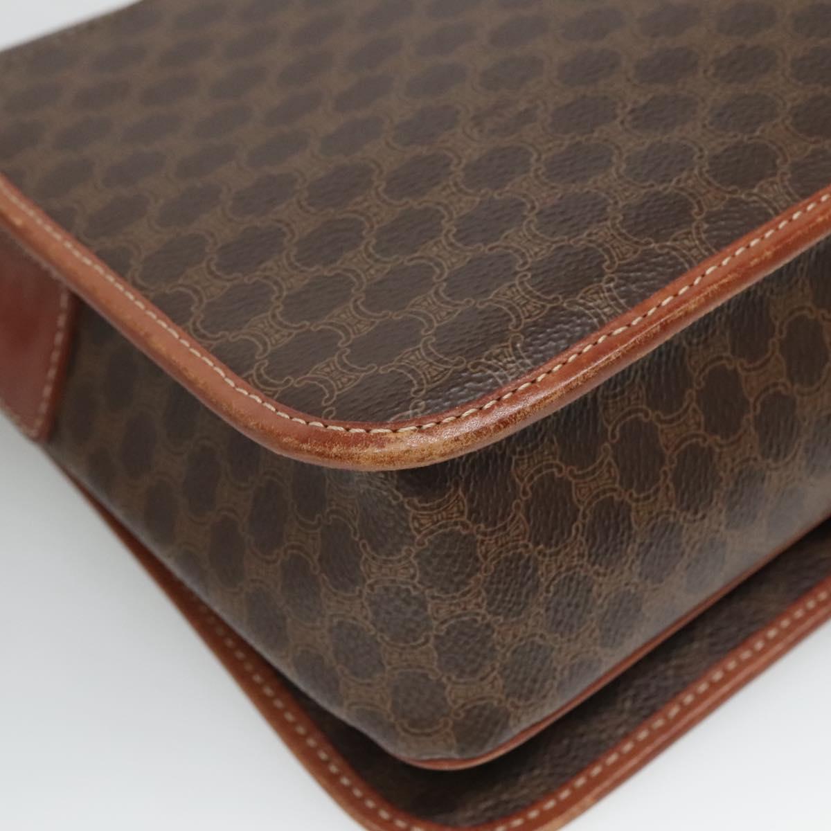 CELINE Macadam Canvas Shoulder Bag PVC Leather Brown Auth 110484