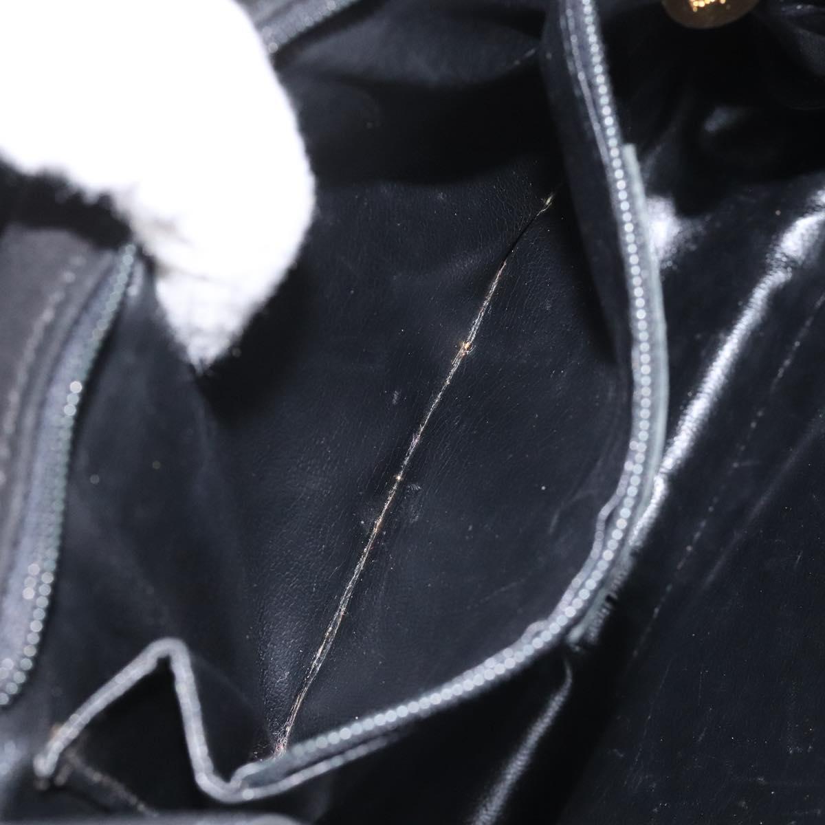 Salvatore Ferragamo Gancini Shoulder Bag Suede Black Gold Auth 110487