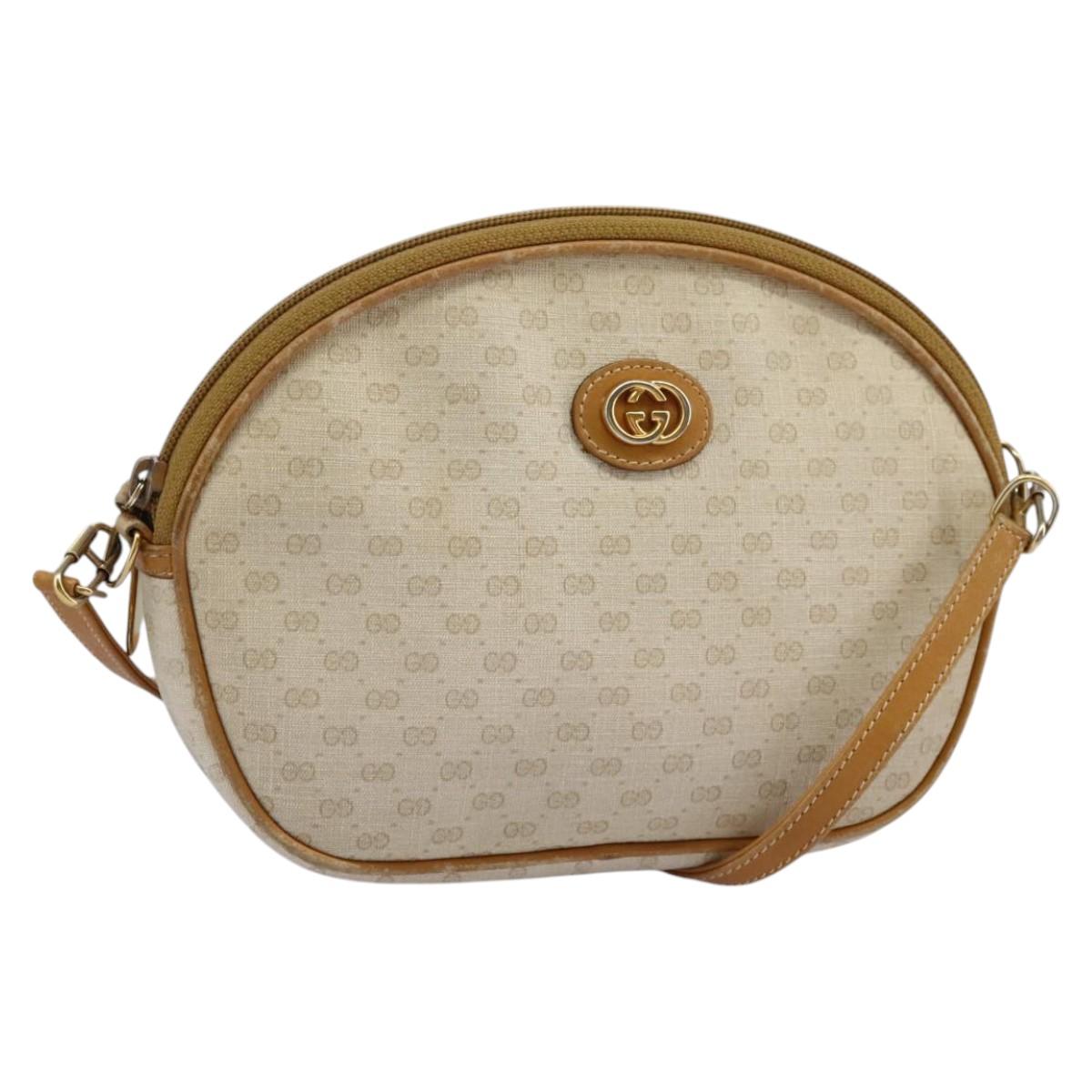 GUCCI Micro GG Supreme Shoulder Bag PVC Beige Brown gold 007 98 0013 Auth 110490