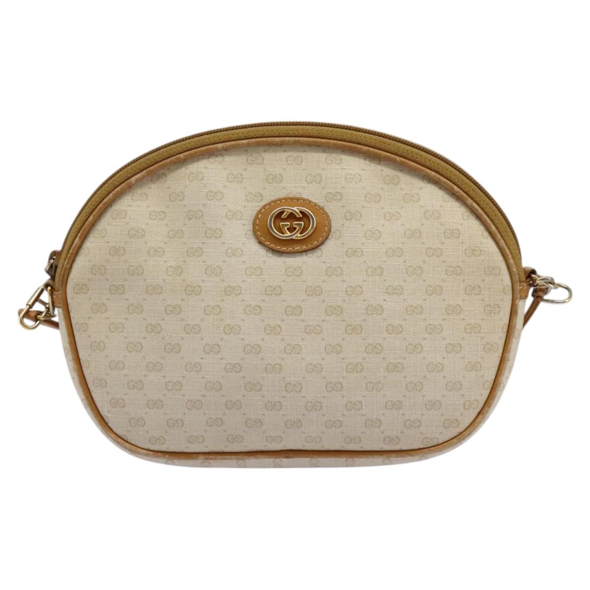 GUCCI Micro GG Supreme Shoulder Bag PVC Beige Brown gold 007 98 0013 Auth 110490