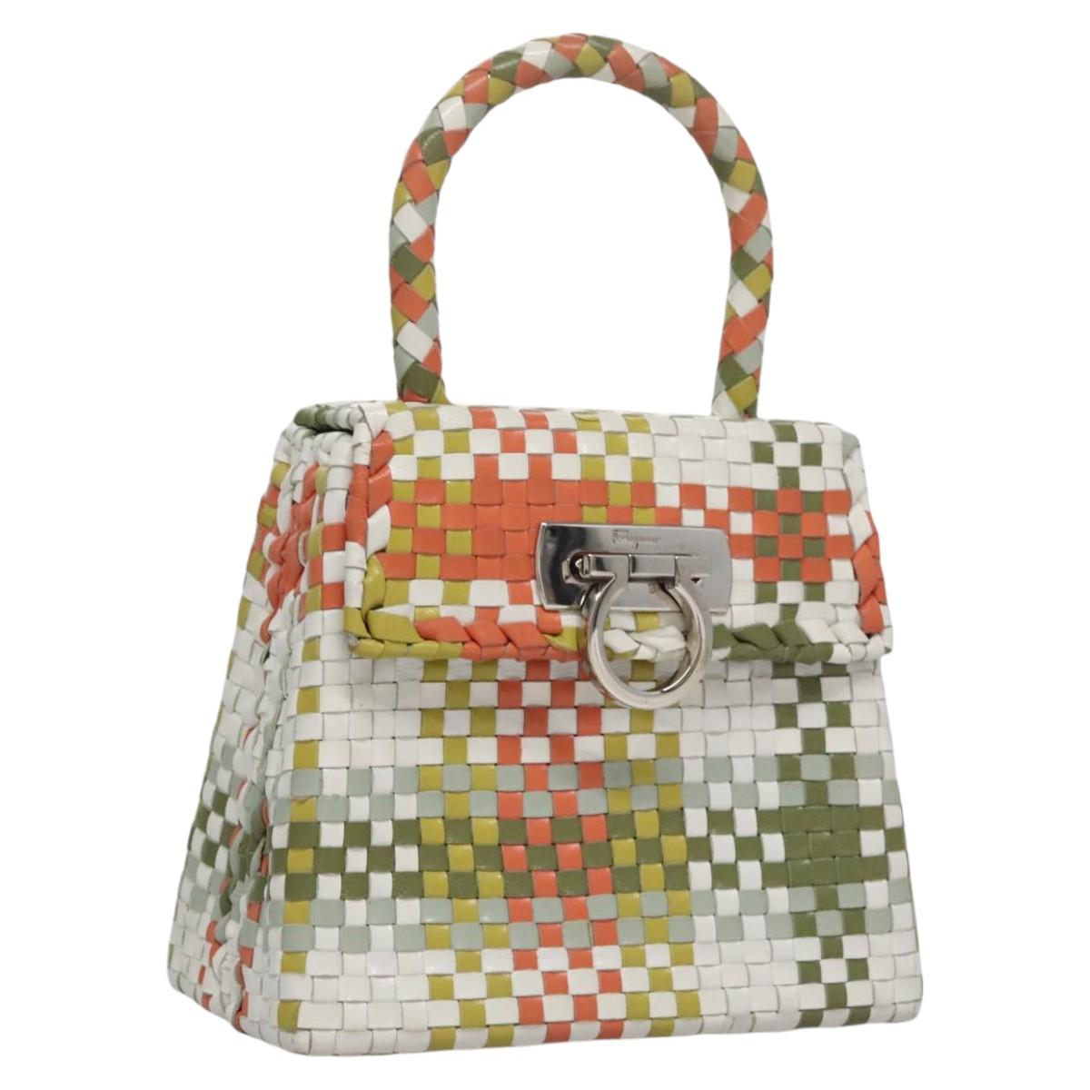 Salvatore Ferragamo Gancini Hand Bag Leather Multicolor Auth 110491AV