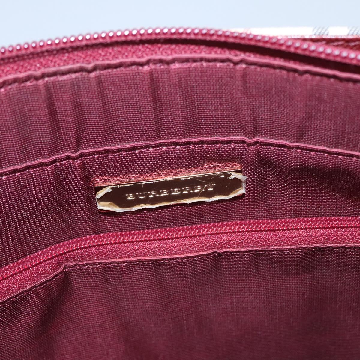 BURBERRY Nova Check Tote Bag Canvas Leather Beige Red gold Auth 110498