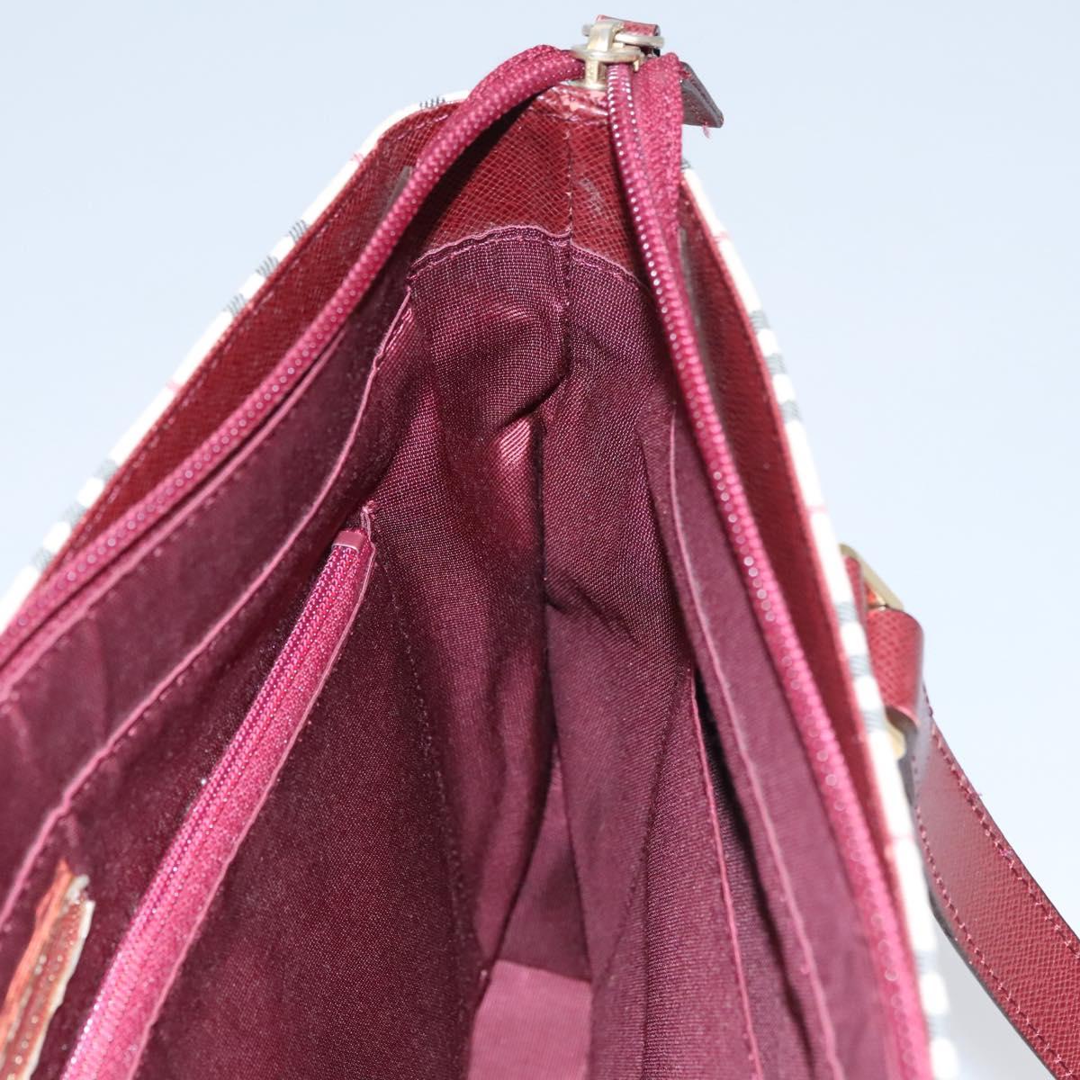 BURBERRY Nova Check Tote Bag Canvas Leather Beige Red gold Auth 110498